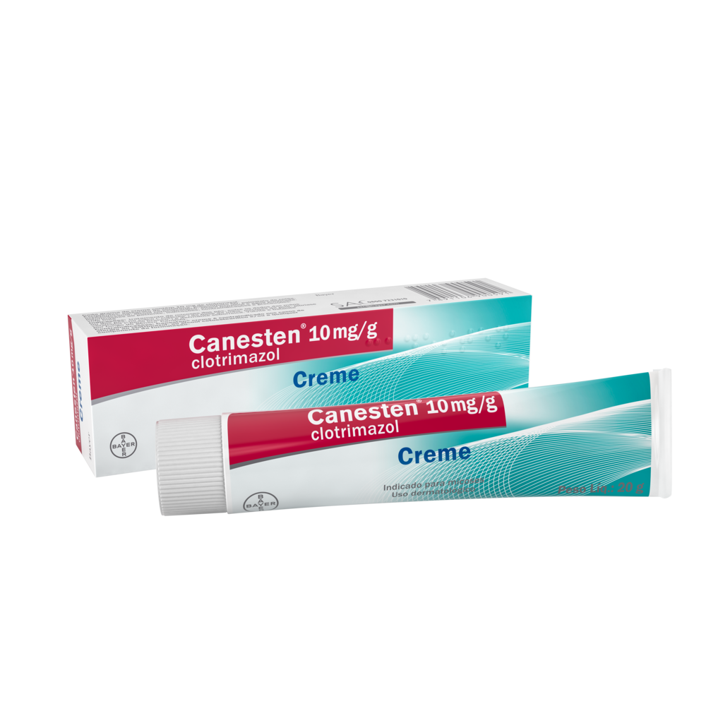 Creme dupla ação para frieira ou pé de atleta com clotrimazol Canesten